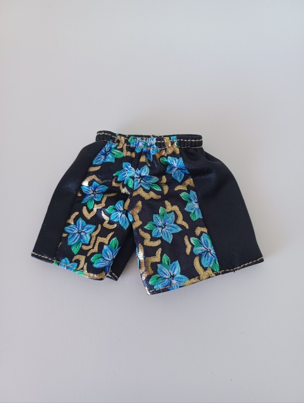 Vintage Ken Barbie Fashion Doll Swimtrunks Black Floral Swimwear Toy Clothing